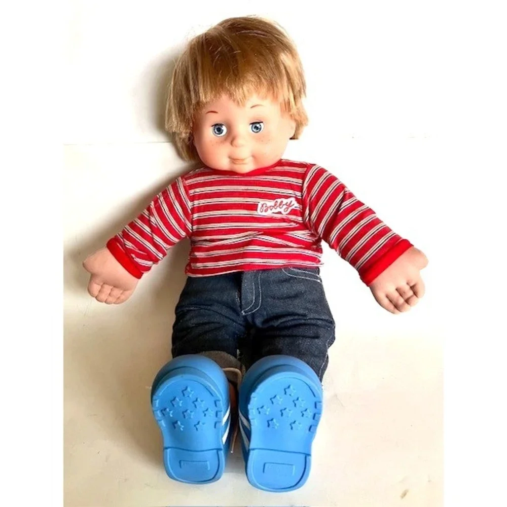 Vintage Playmates Bobby Boy Doll Blonde Hair Blue Open & Close Eyes 1986